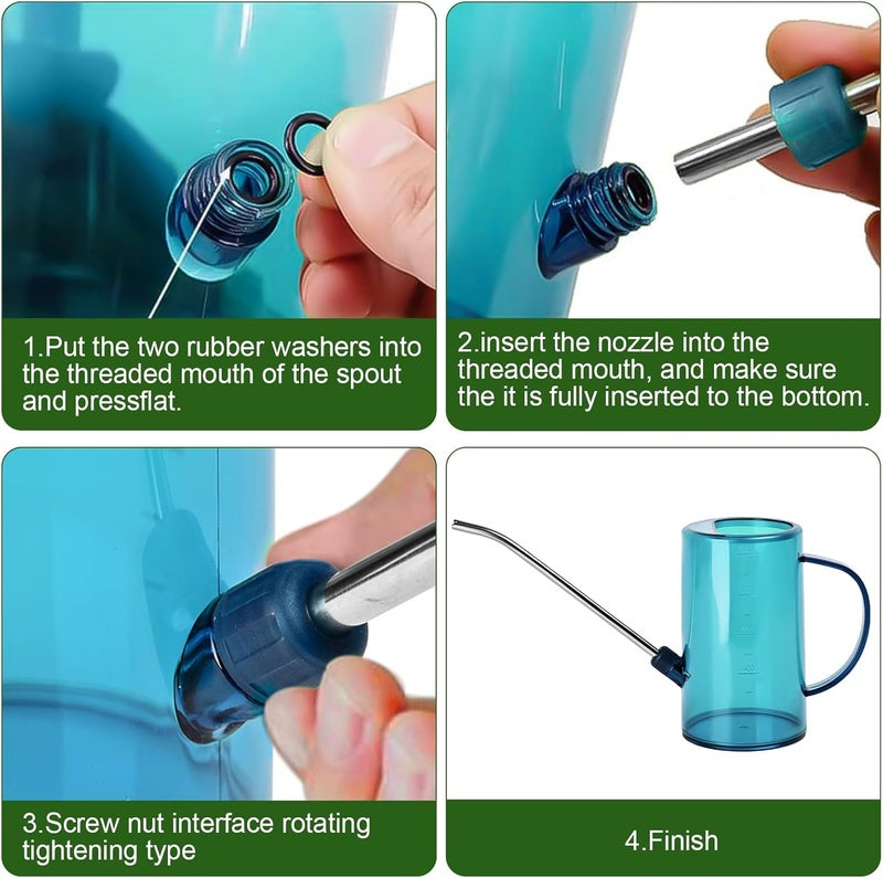 VKPLITE Plastic Watering Can - with Long Spout - 1/4 Gallon - 34 Oz - Sky Blue - Image 2